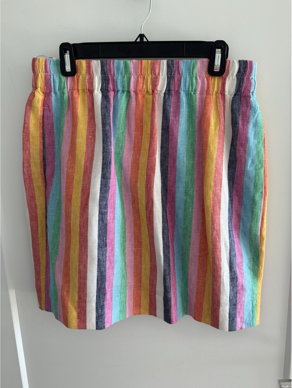 J.CREW Multicolor Striped Linen Cotton Short Pencil Skirt LP Petites